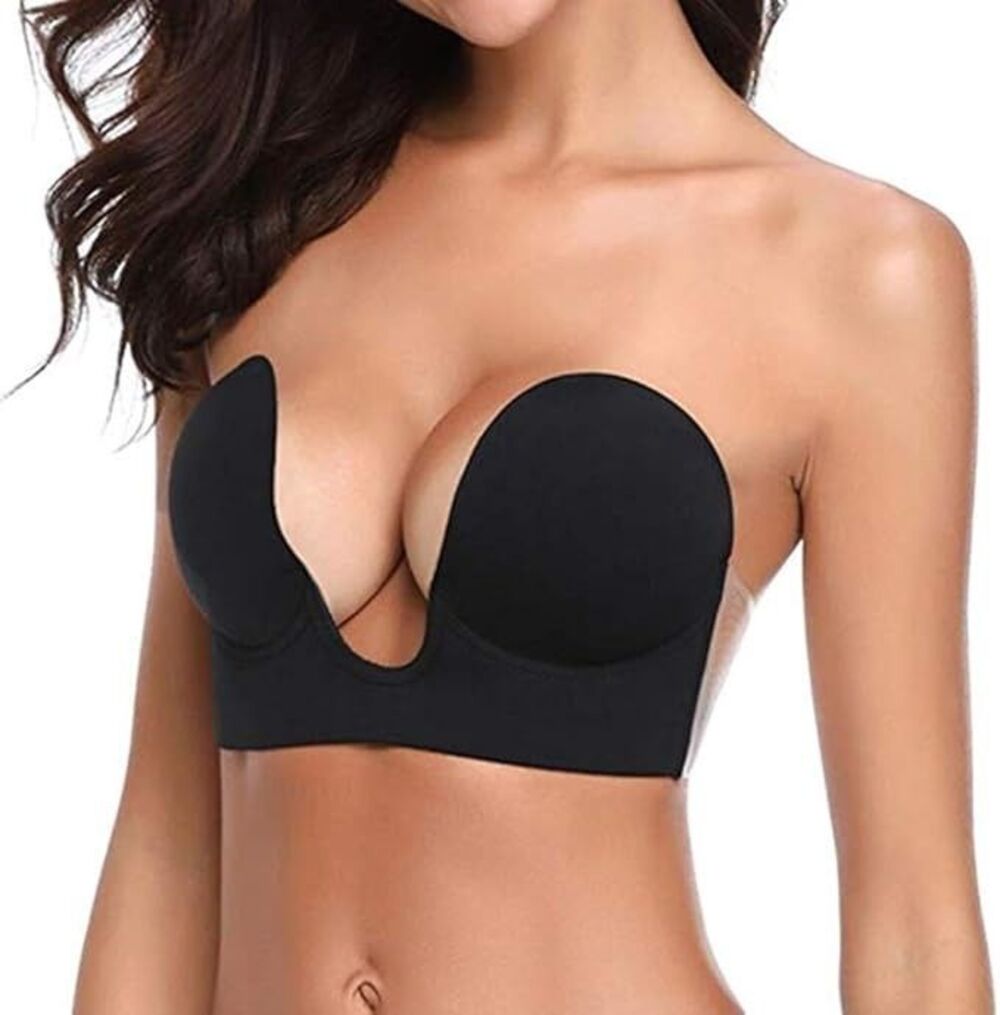 Deep U Push Up Adhesive Strapless Invisible Sticky Bra for Backless Dress DD